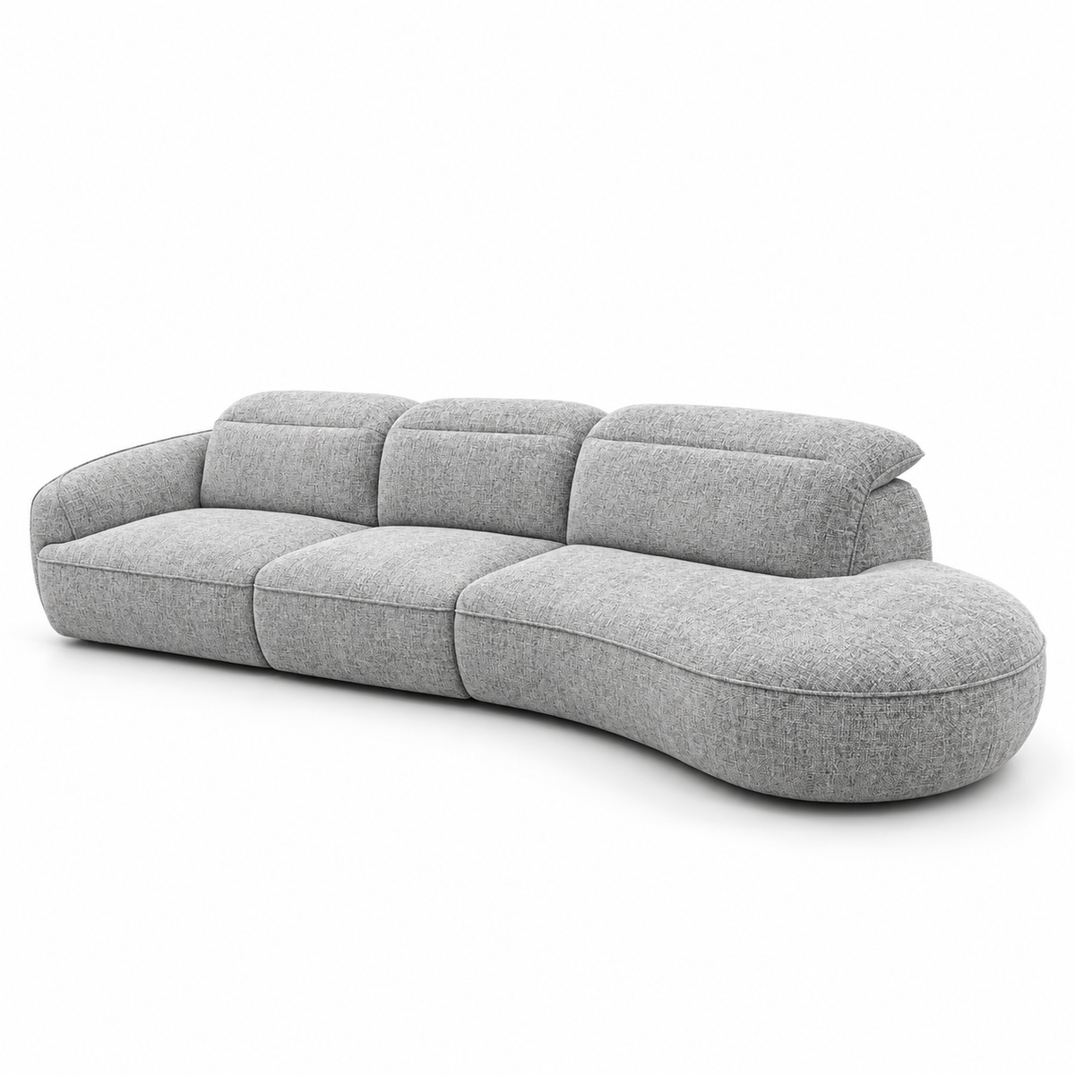 Dora Curved Chenille Sofa with Open End