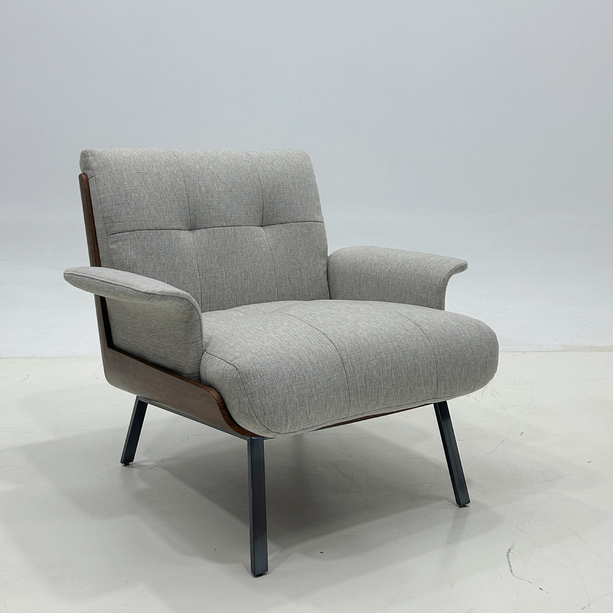 Alden Modern Bentwood Upholstered Lounge Chair with Metal Legs