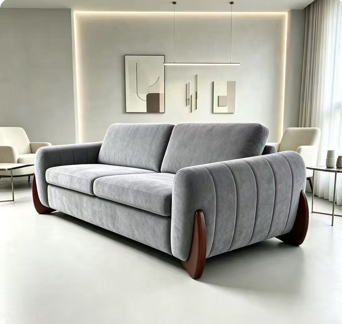 Luna Curved Arm Sofa - Mist Grey