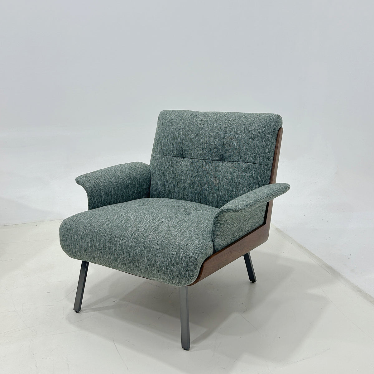 Alden Modern Bentwood Upholstered Lounge Chair with Metal Legs