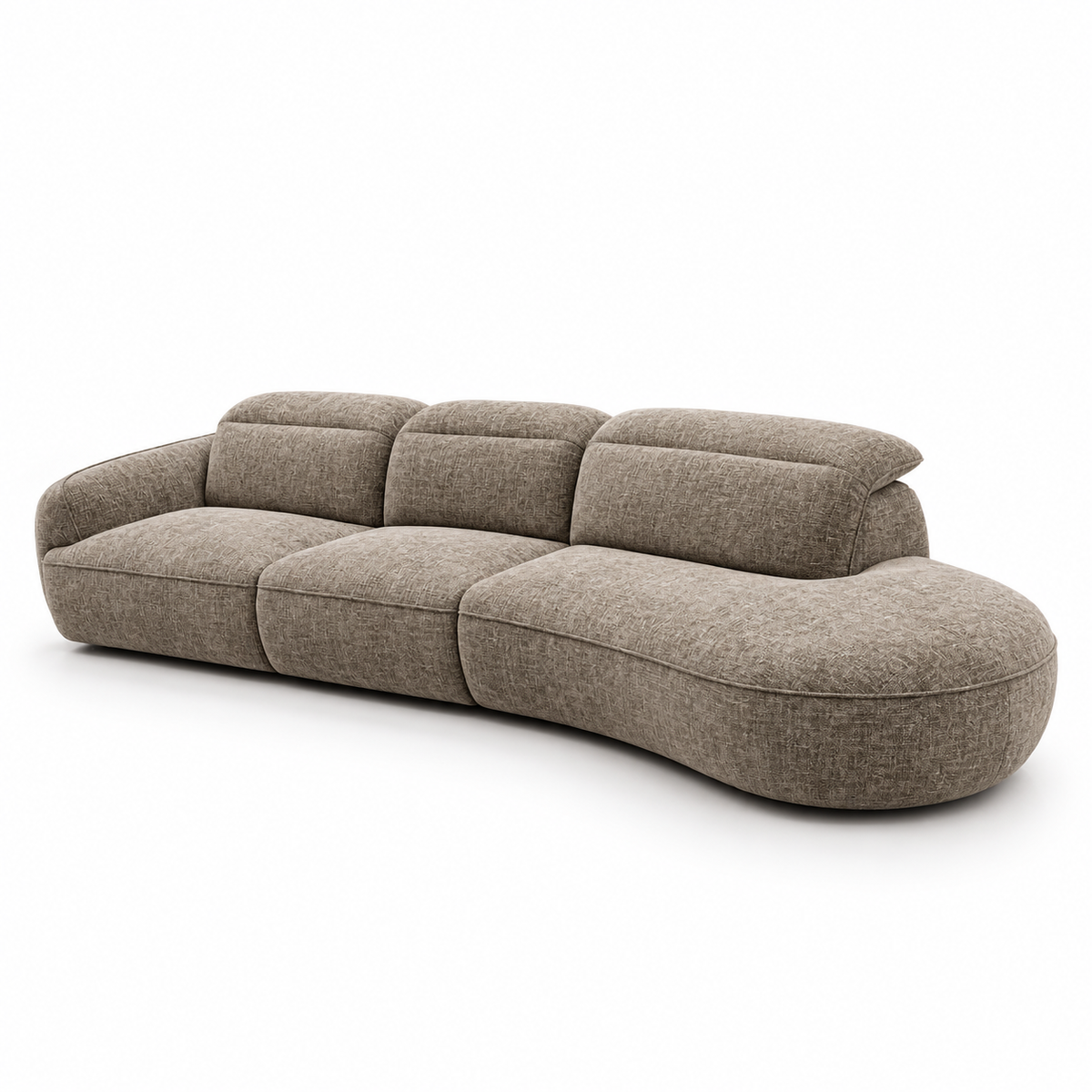 Dora Curved Chenille Sofa with Open End