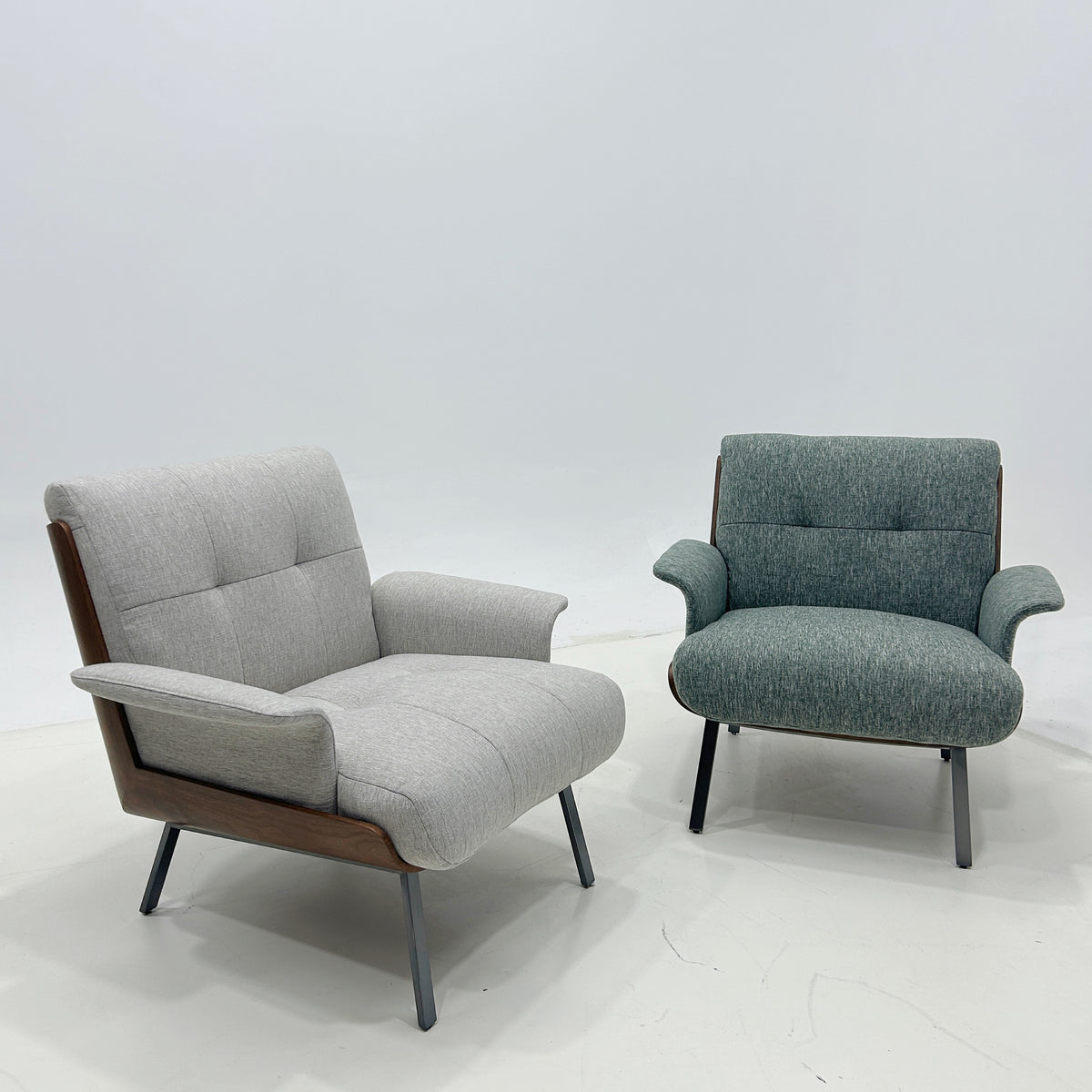 Alden Modern Bentwood Upholstered Lounge Chair with Metal Legs
