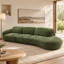 Dora Curved Chenille Sofa with Open End