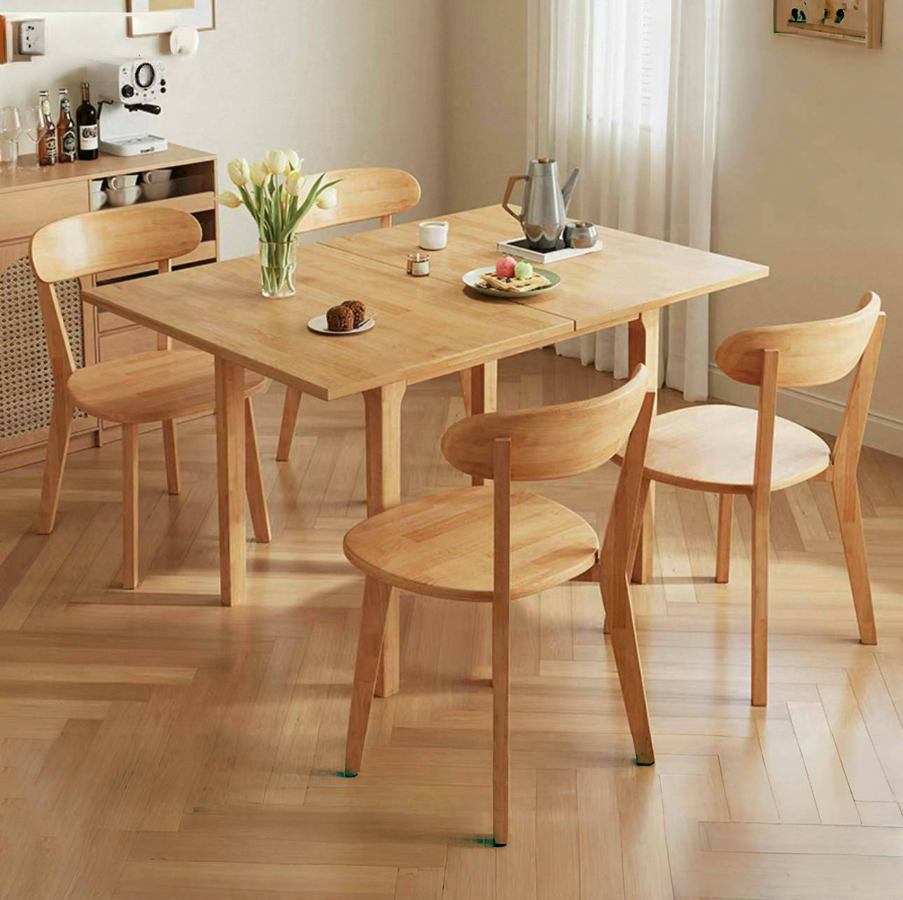 Lagom Fold Extend Dining Table, Wood image 2