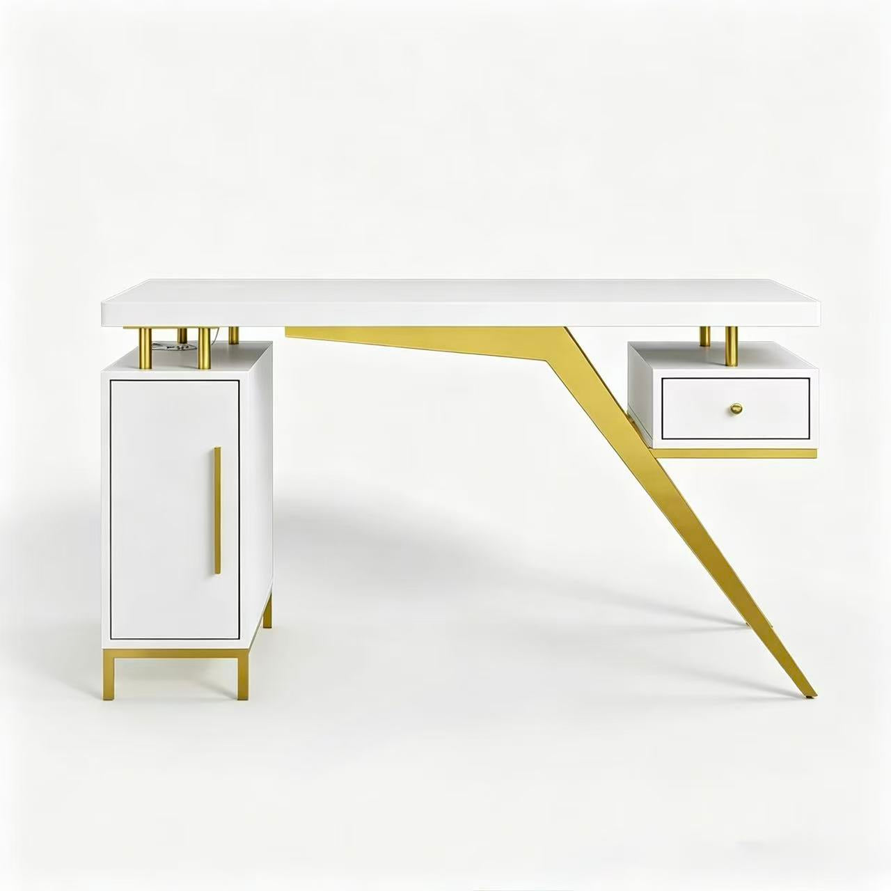 Milo Luxury White Office Desk with Storage