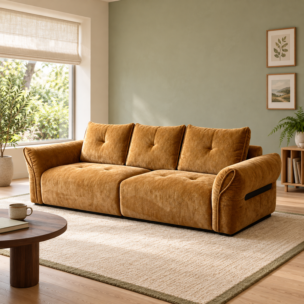 Catria Chenille Sofa with Curved Arms