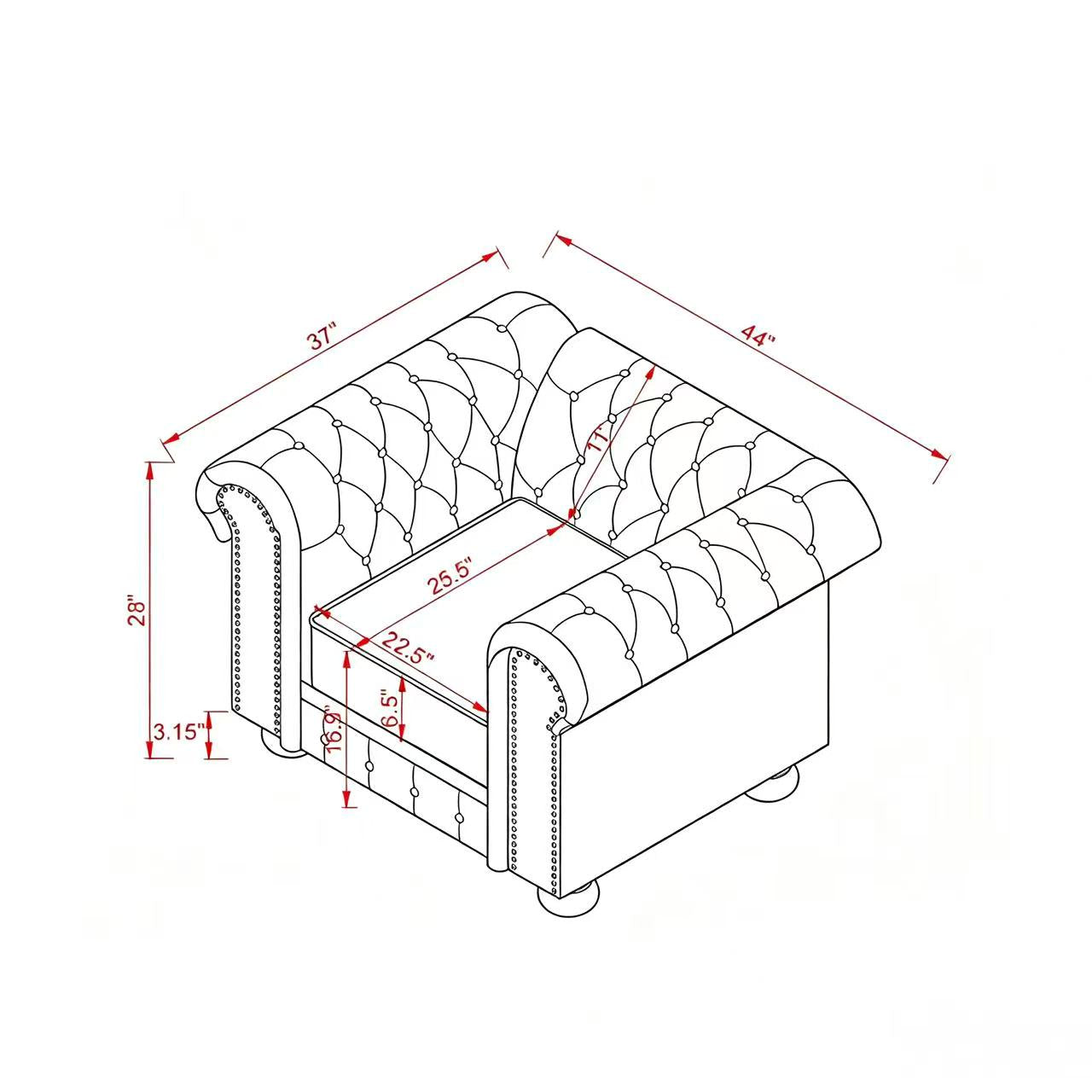Madison Chesterfield Sofa, Brown