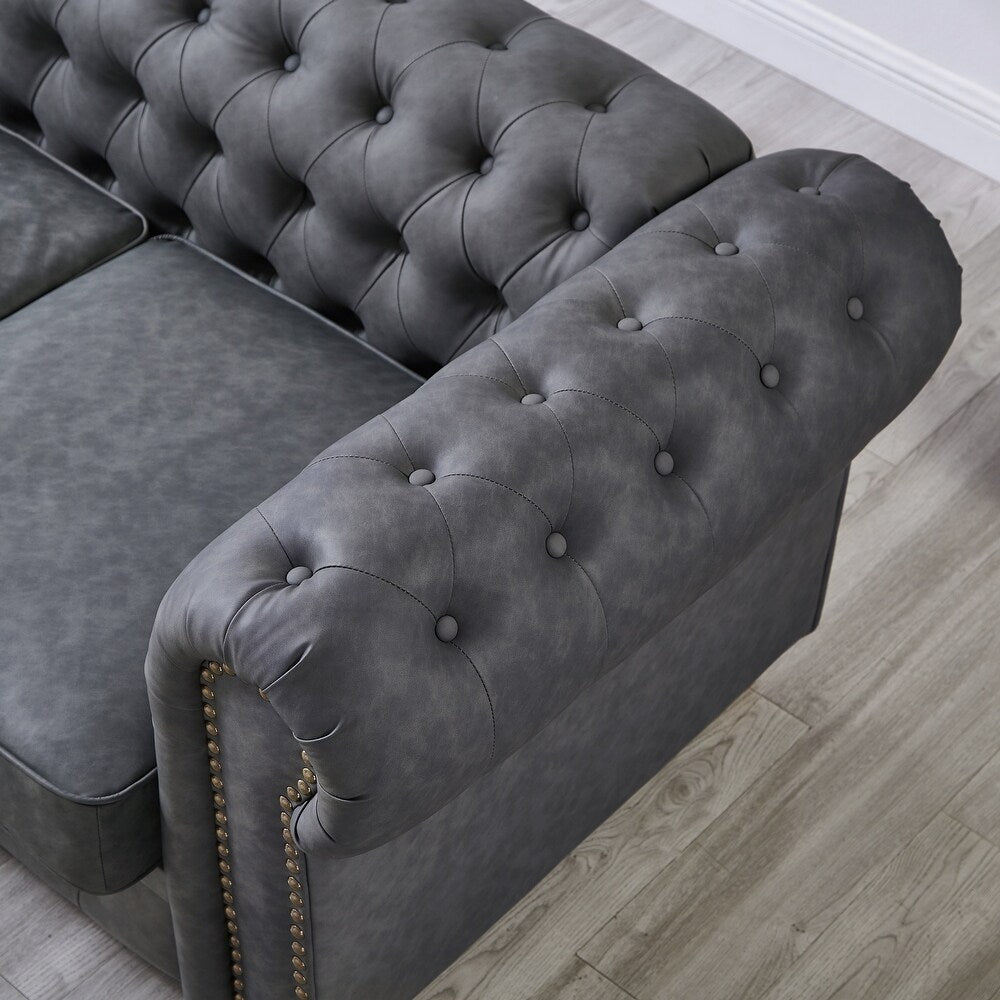 Madison Chesterfield Sofa, Dark Grey image 6