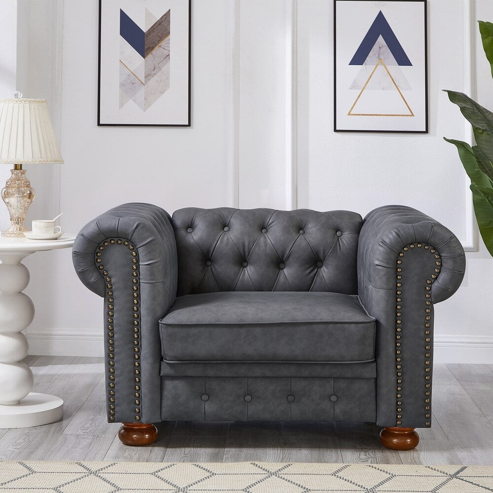 Madison Chesterfield Sofa, Dark Grey image 1