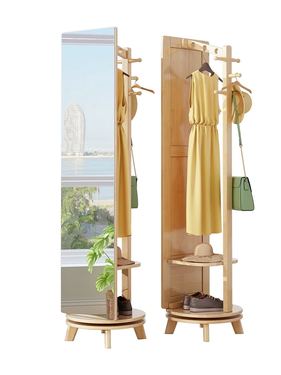 Lagom Rotate Mirror Coat Stand, Wood image 3