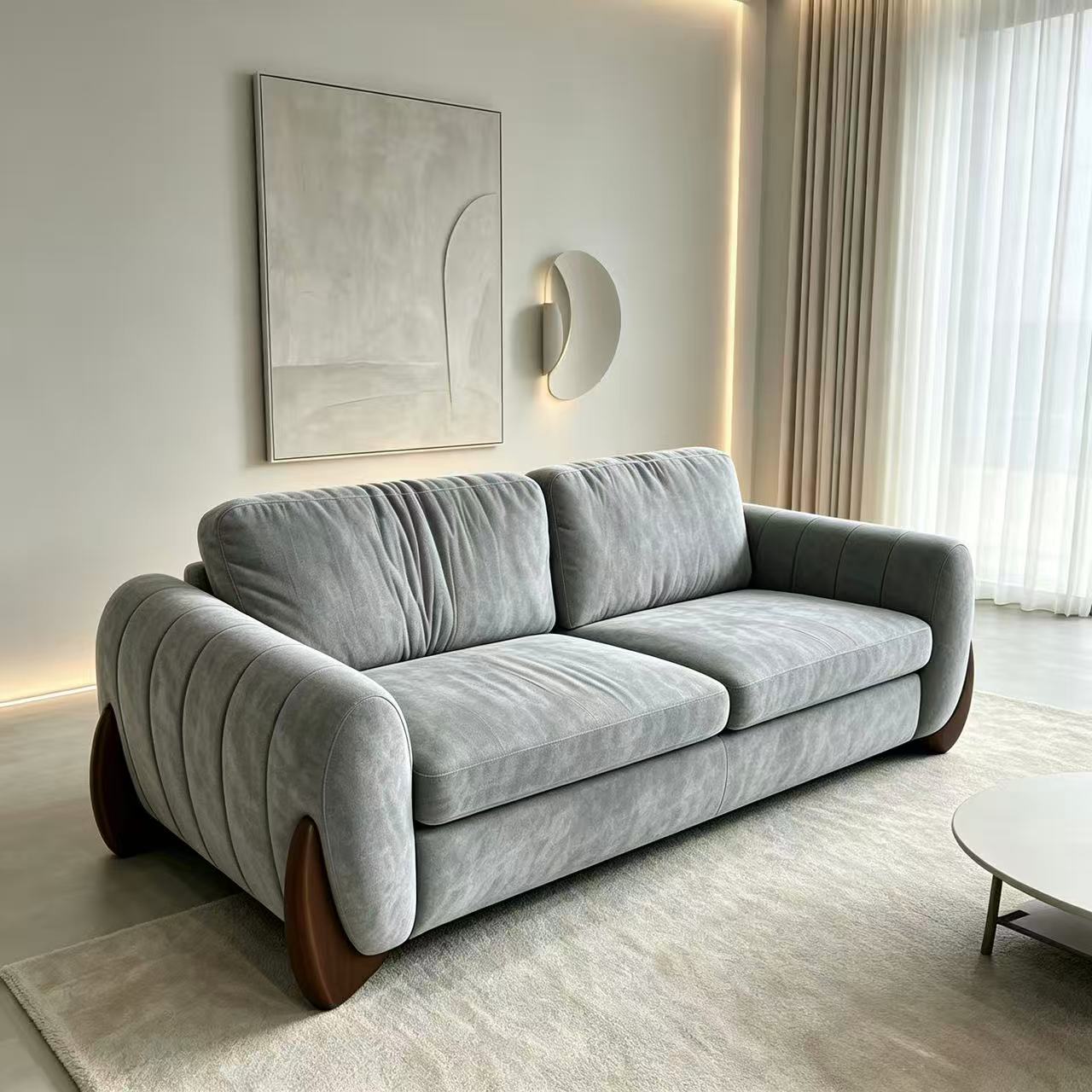 Luna Curved Arm Sofa - Mist Grey