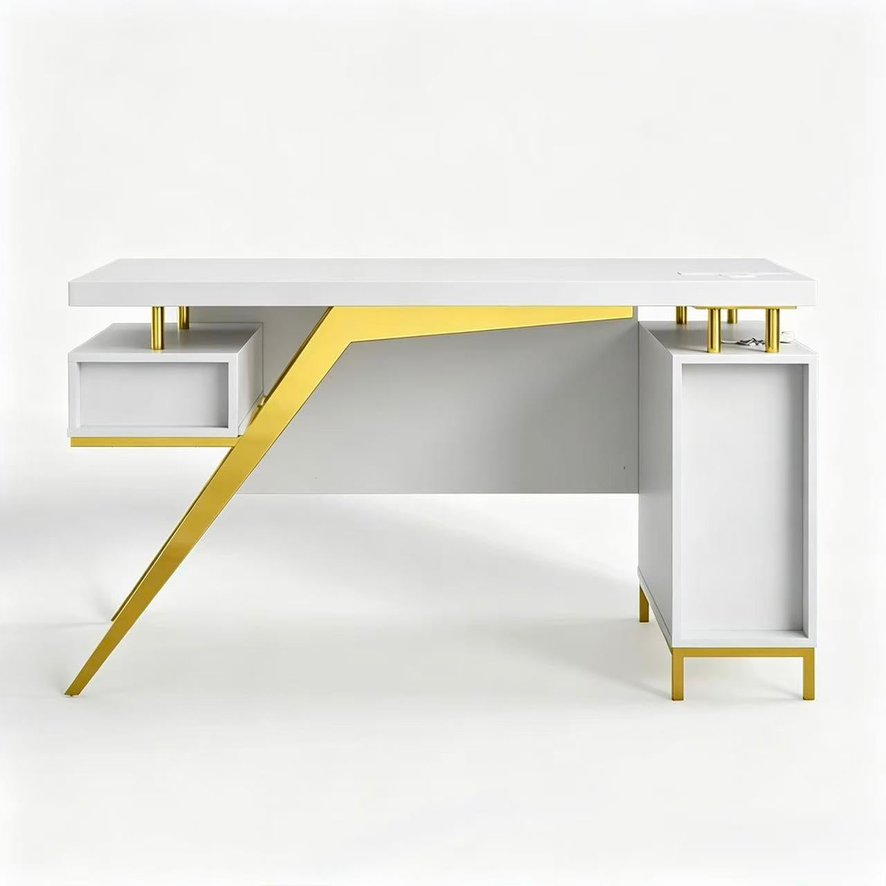 Milo Luxury White Office Desk with Storage