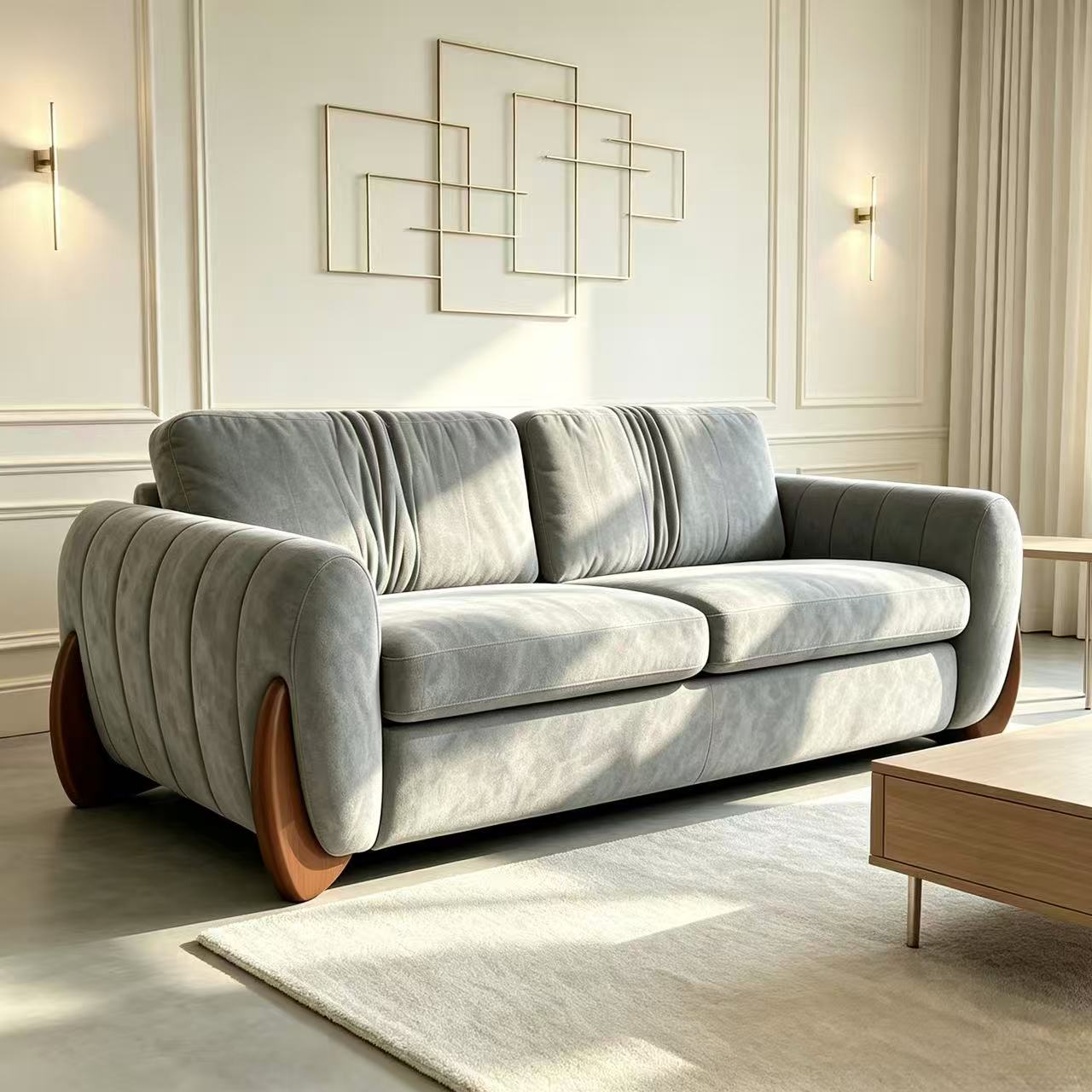 Luna Curved Arm Sofa - Mist Grey