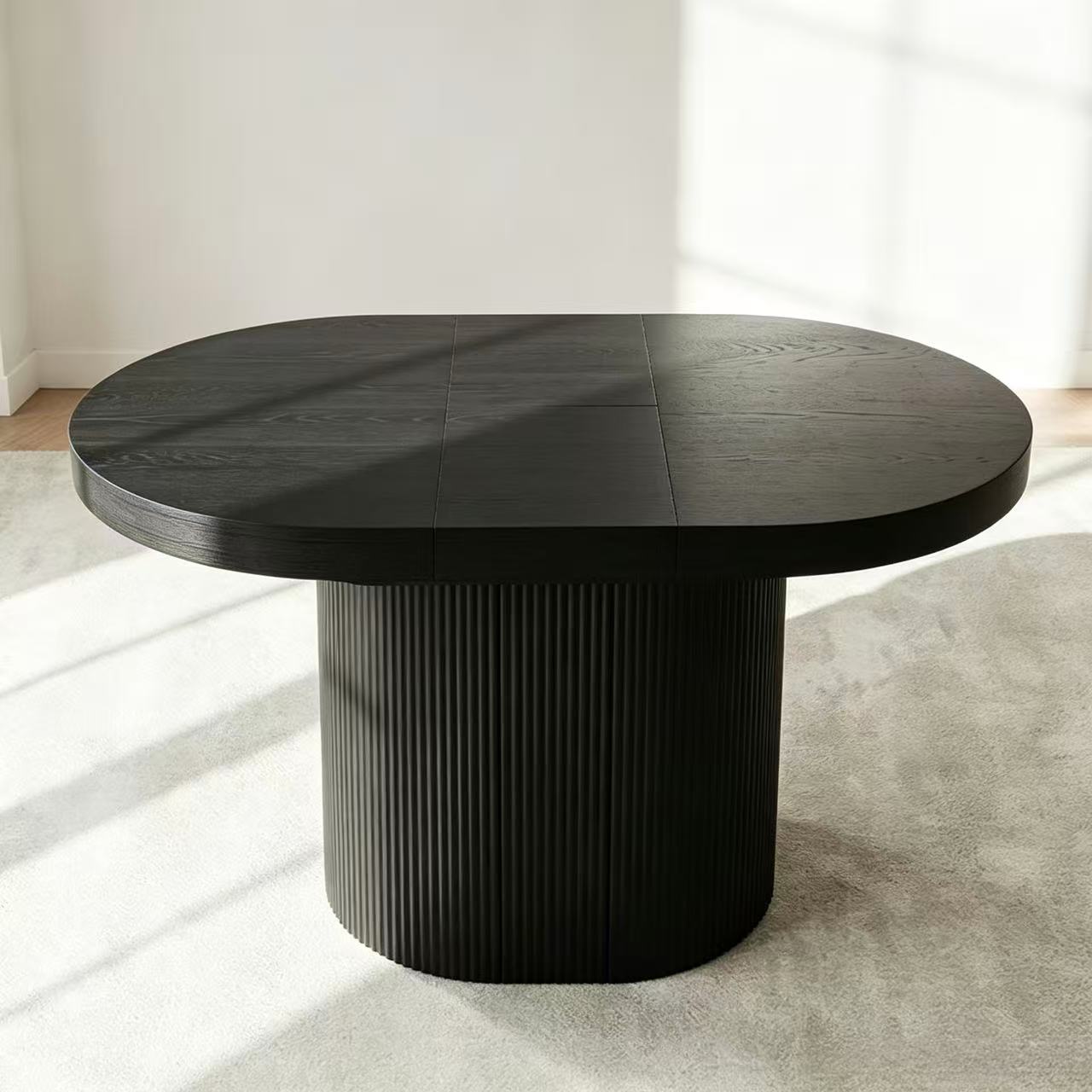 Marlow Modern Oval Extendable Wooden Dining Table – Black, 2–4 Seater, 110–140cm