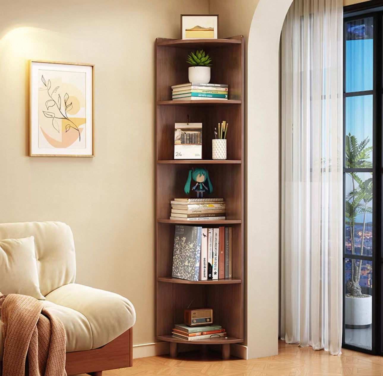Lagom Nook Corner Shelf, Walnut image 0