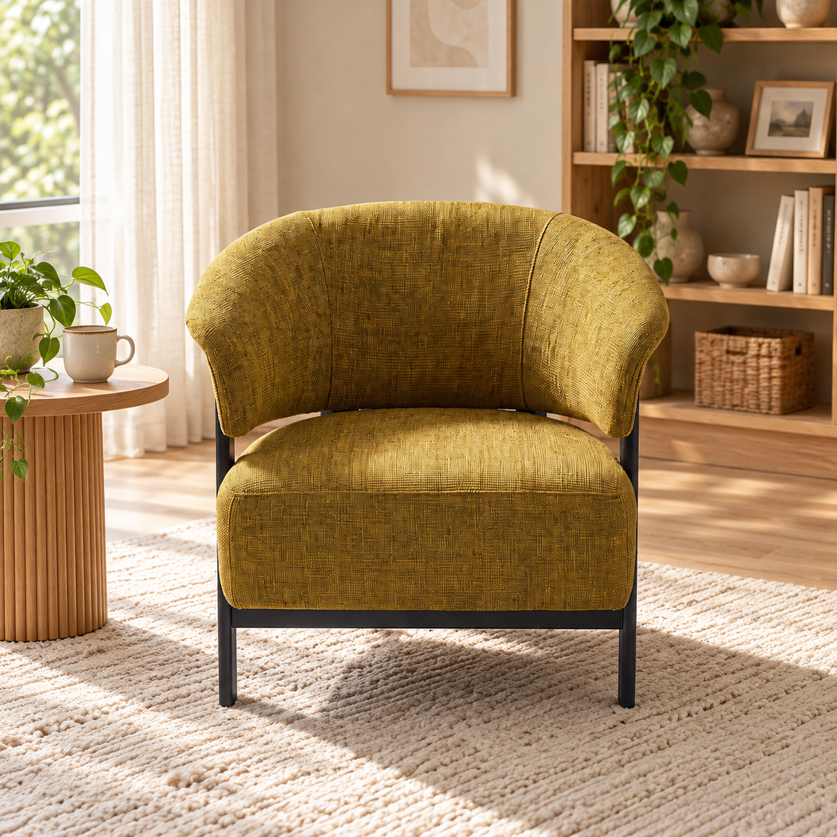 Haven Curved Back Chenille Lounge Chair