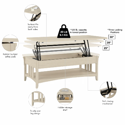 LiftMate Coffee Table Desk with Storage
