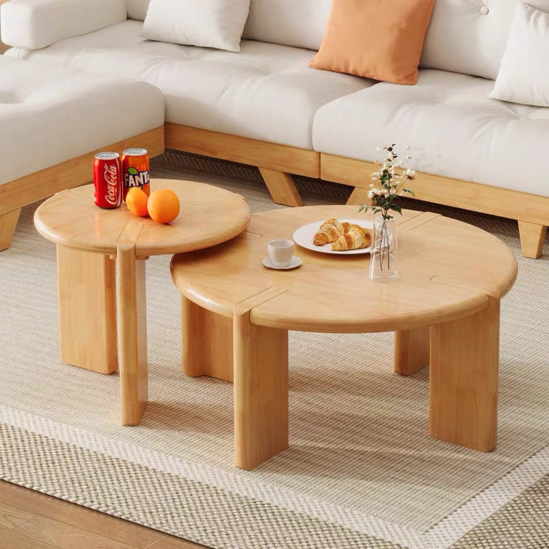 Luna Solid Wood Nesting Coffee Table Set, Wood
