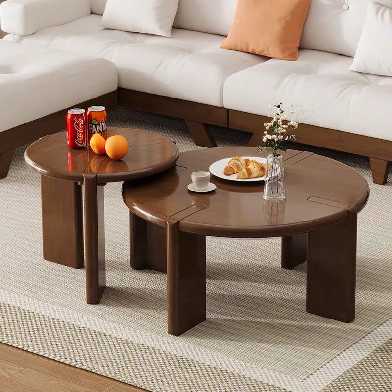 Luna Solid Wood Nesting Coffee Table Set, Walnut