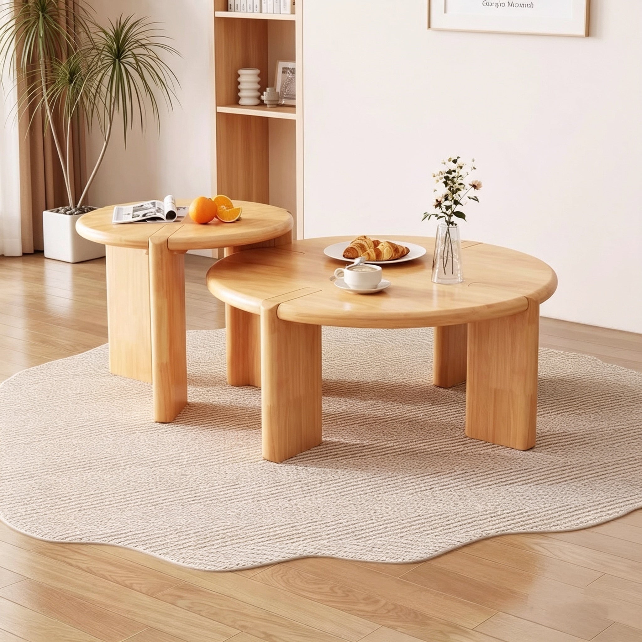Luna Solid Wood Nesting Coffee Table Set, Wood