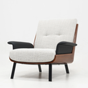 Alden Modern Bentwood Upholstered Lounge Chair with Metal Legs