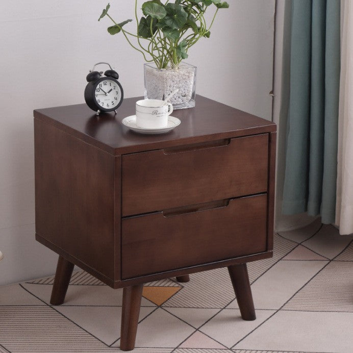 Lagom Bedside Table, Two-drawer, Walnut image 1