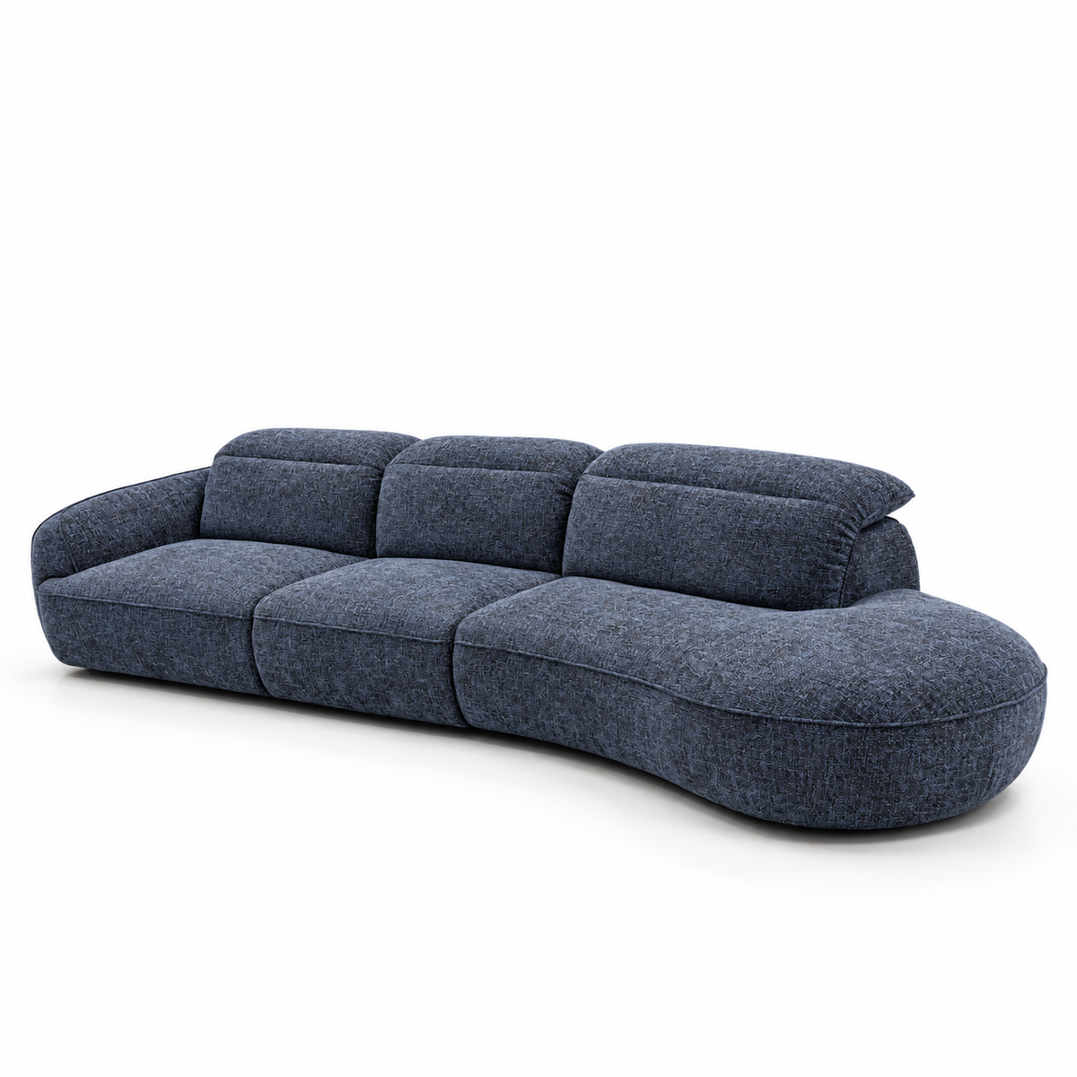 Dora Curved Chenille Sofa with Open End