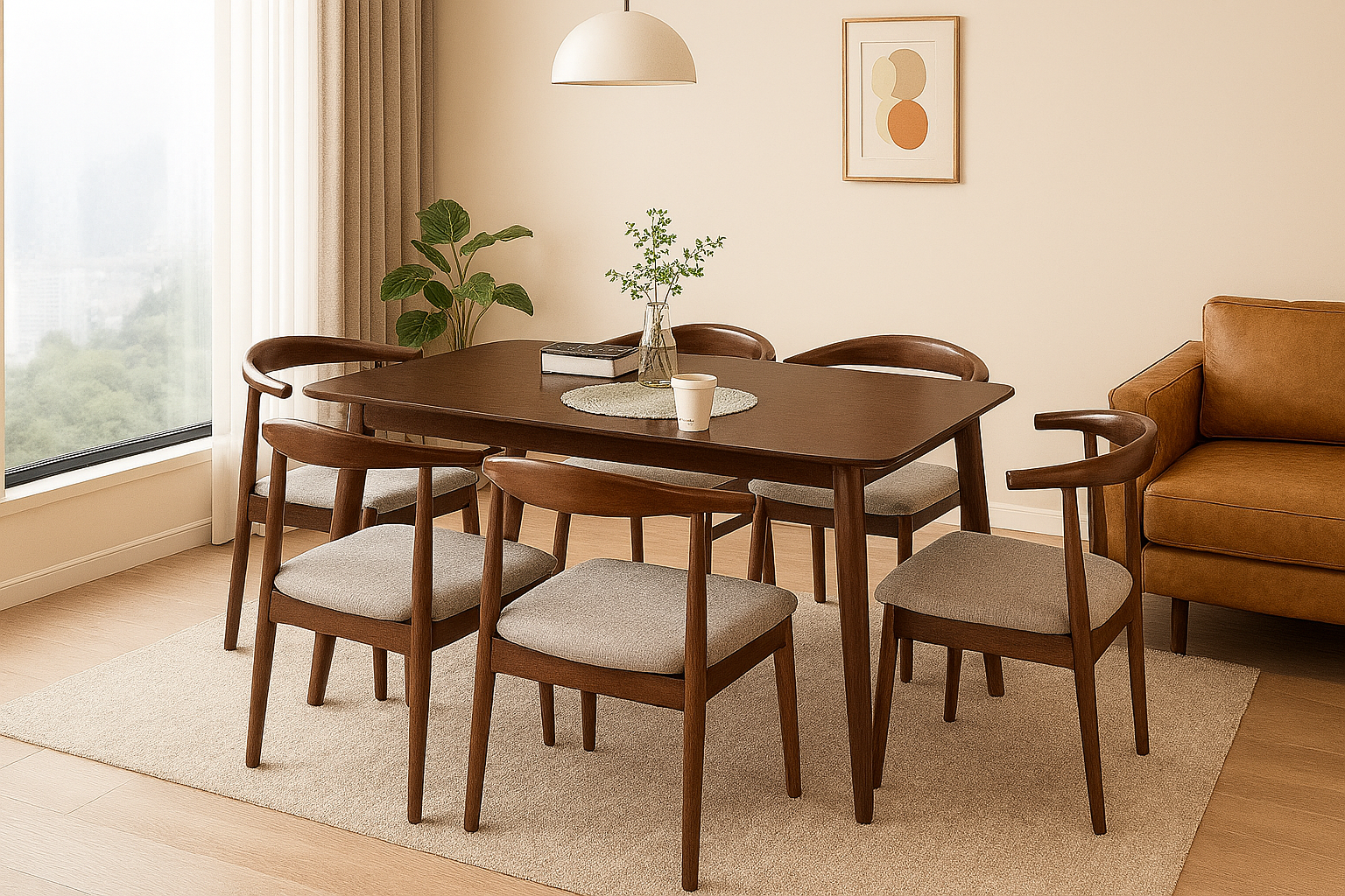 Lagom Dining Table Soft Curve, Walnut image 1