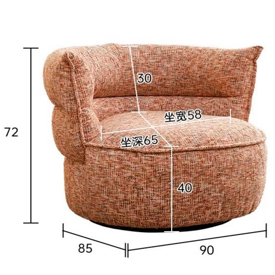 Cora Curved Chenille Swivel Armchair