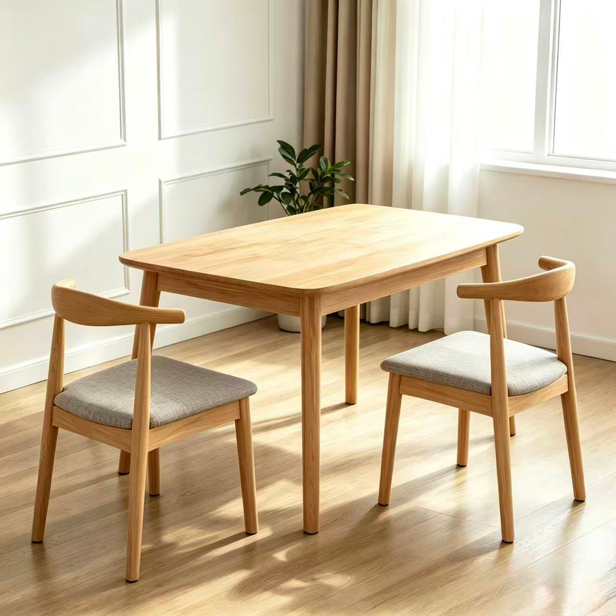 Lagom Soft Curve 1.2m Dining Set with Arc Chairs, Wood