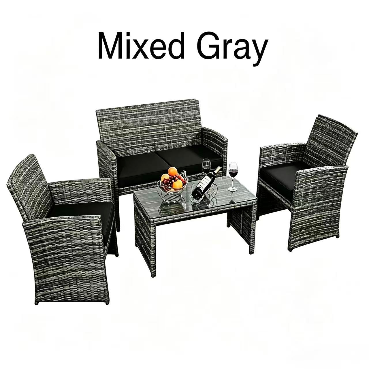 BLACK JAGUAR 4PCS Outdoor Furniture Set Chairs Coffee Table Patio Garden Set