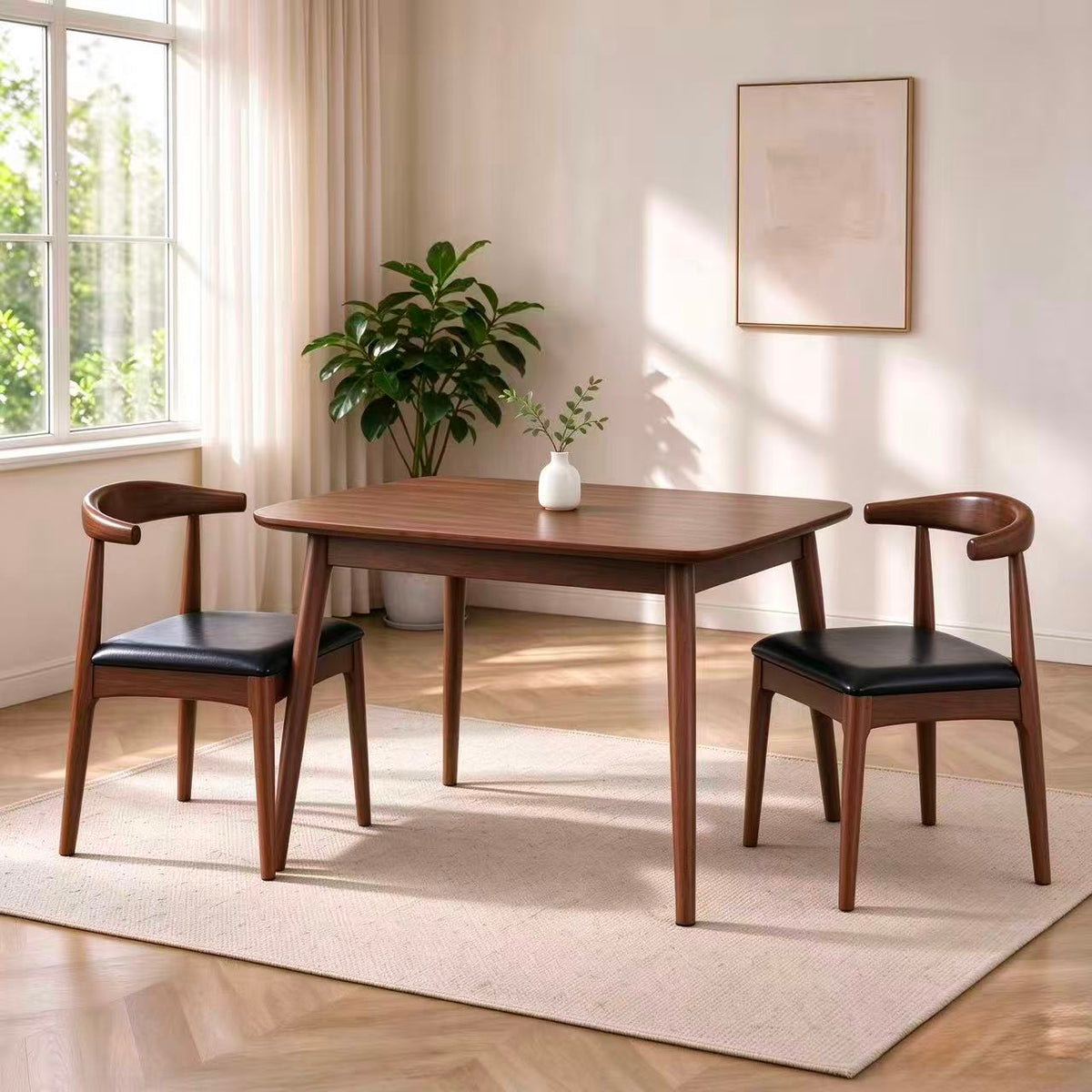 Lagom Soft Curve 1.2m Dining Set with Arc Back Chairs, Walnut