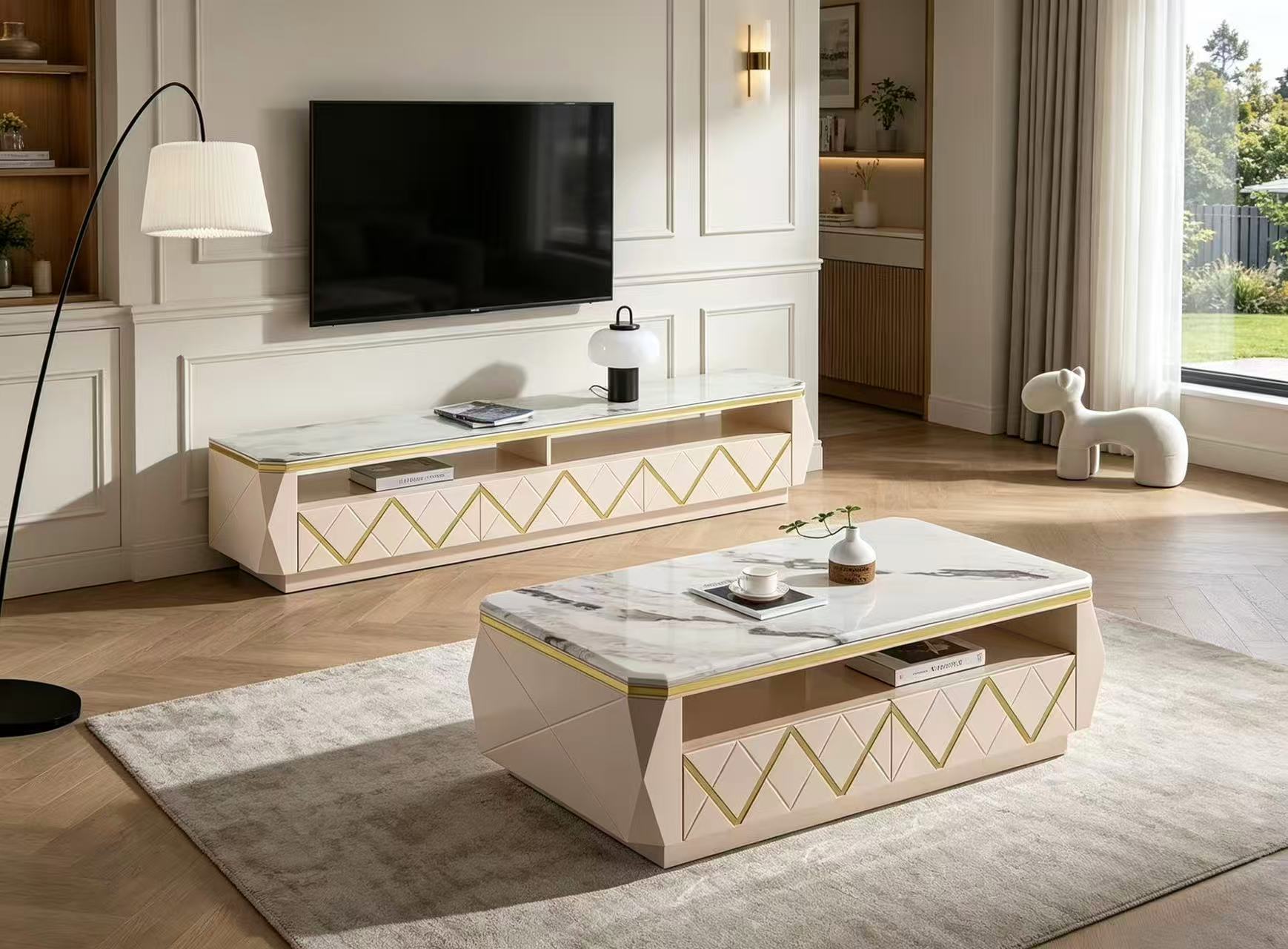 Zahra Palace Entertainment & Coffee Table Set image 0