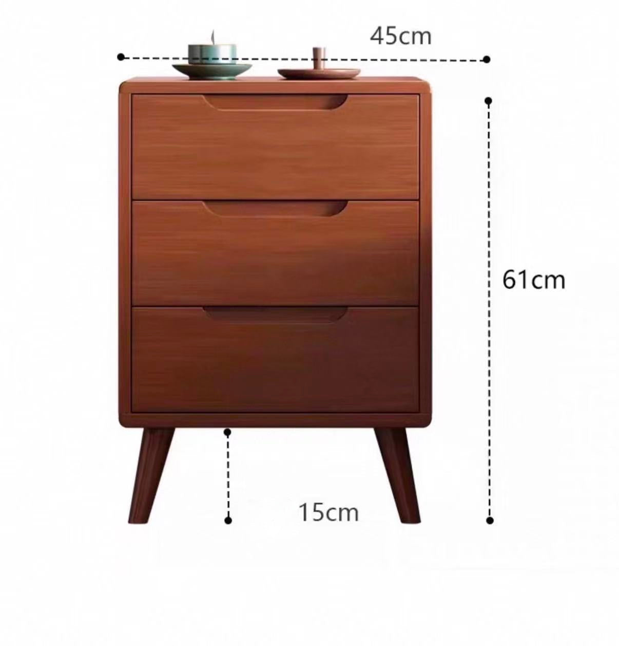 Lagom Bedside Table, Three-drawer, Walnut image 2
