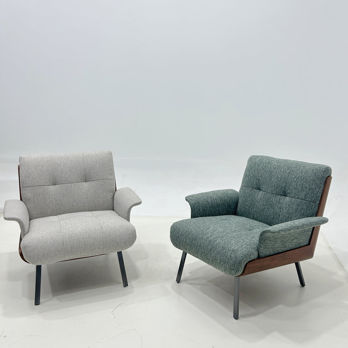 Alden Modern Bentwood Upholstered Lounge Chair with Metal Legs