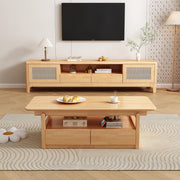 Lagom Rattan Coffee Table & TV Unit Set, Wood image 0