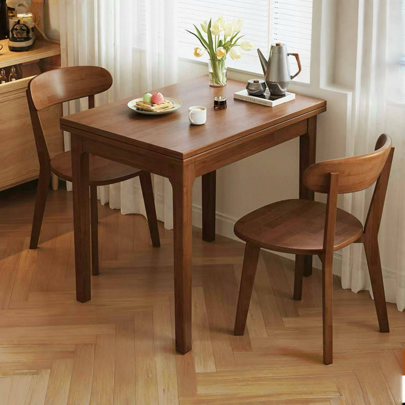 Lagom Fold Extend Dining Table, Walnut image 0