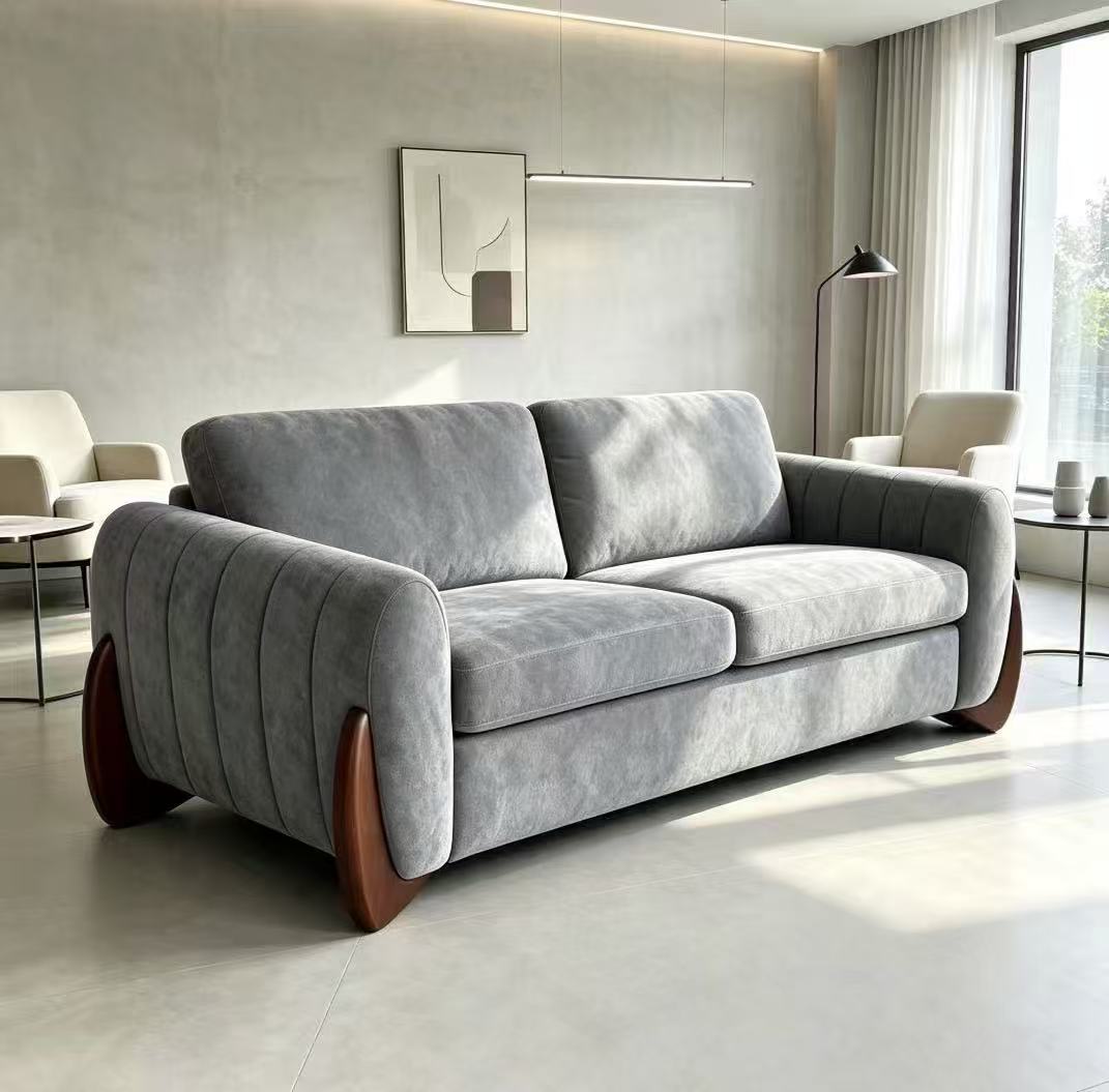 Luna Curved Arm Sofa - Mist Grey