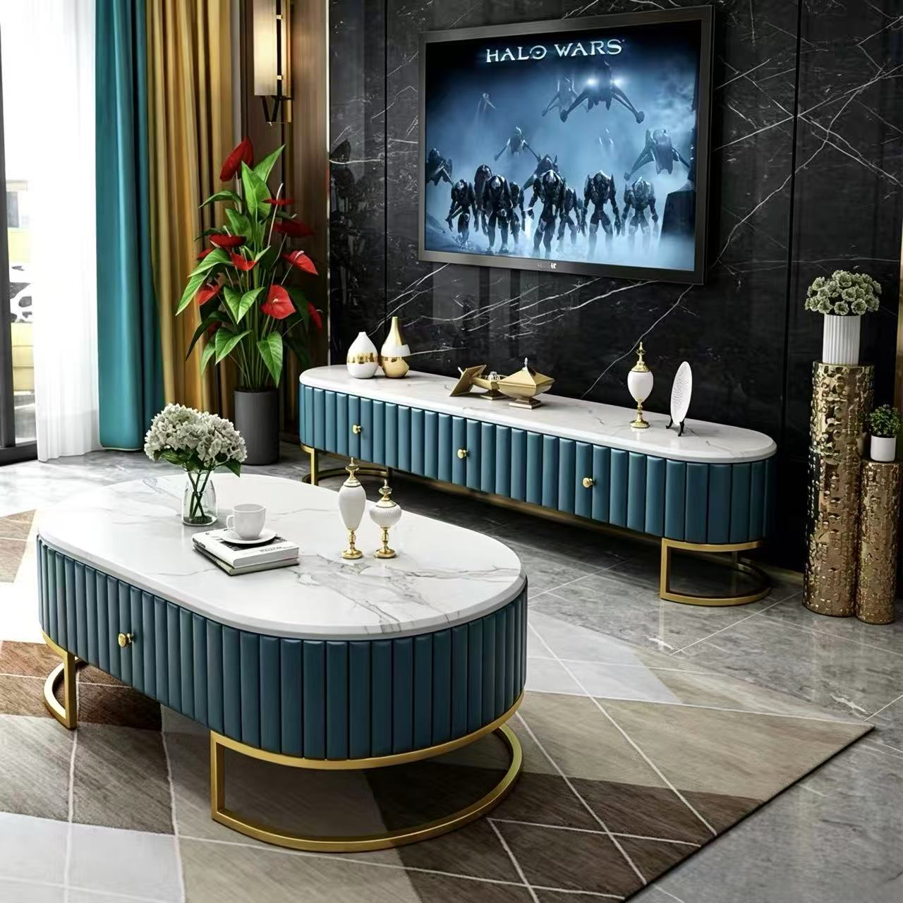 Sapphire Palace Entertainment & Coffee Table Set image 0