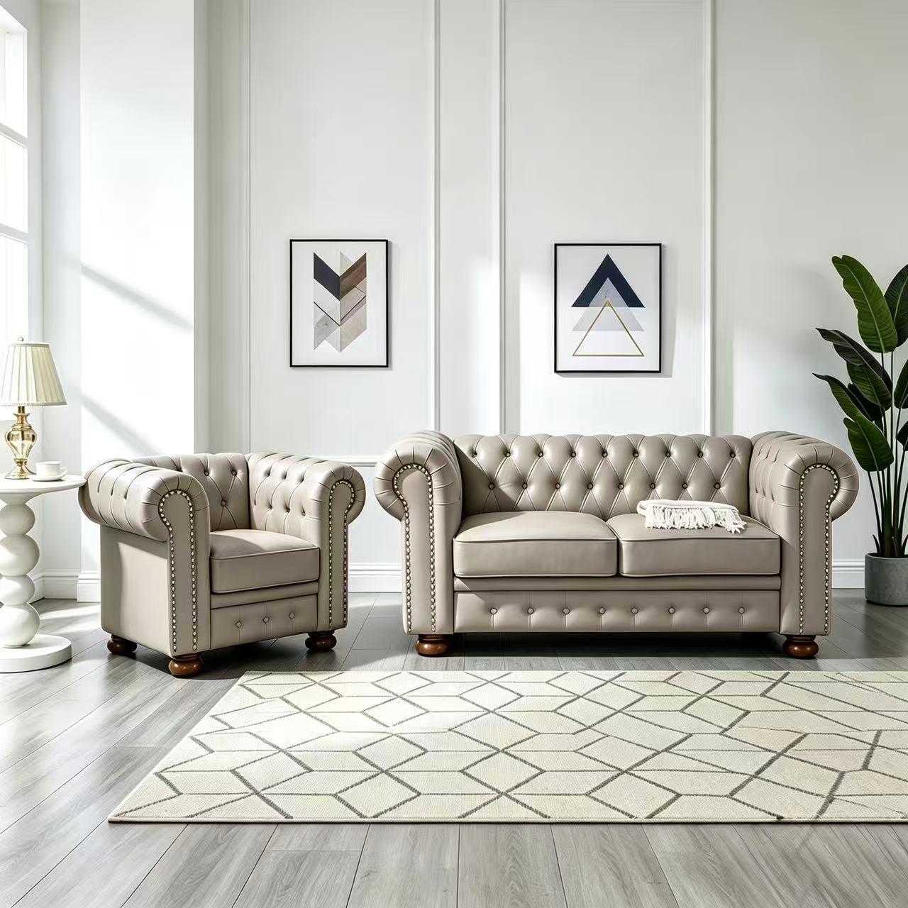 Madison Chesterfield Sofa, Taupe