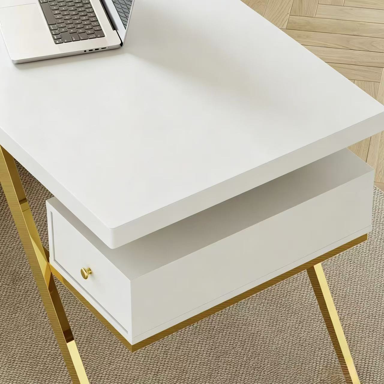 Milo Luxury White Office Desk with Storage