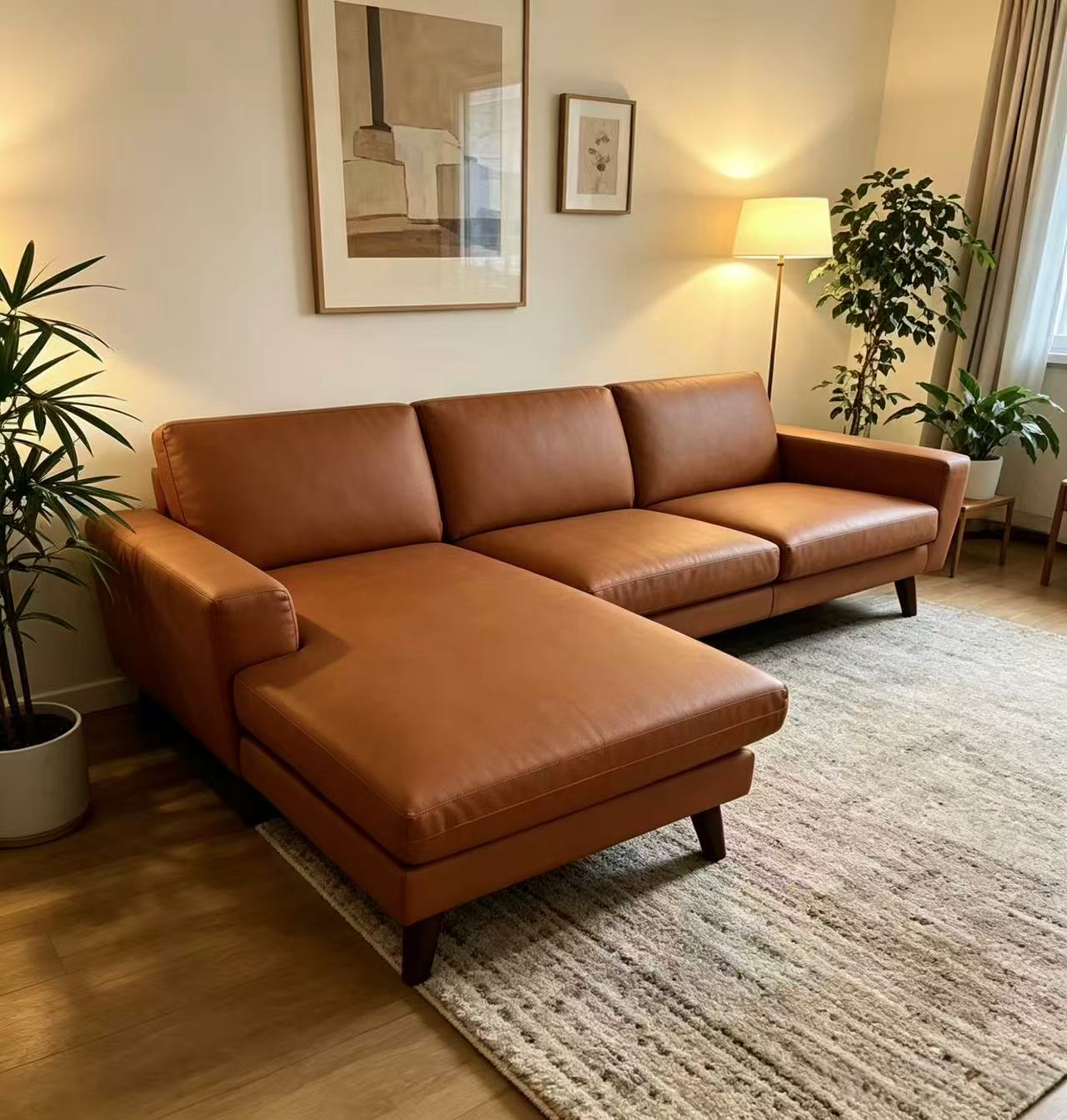 Hudson Caramel L-Shape Sofa image 0