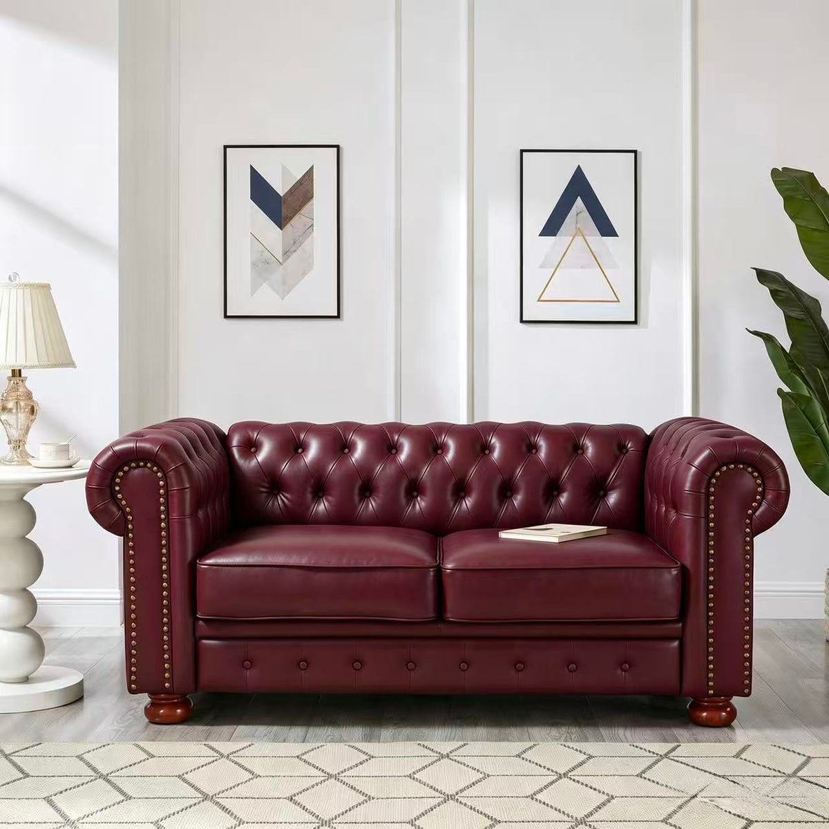 Madison Chesterfield Sofa, Burgundy