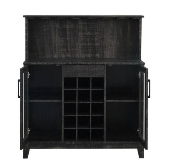 Charcoal Bar Cabinet with Wine Rack and Glass Doors image 1