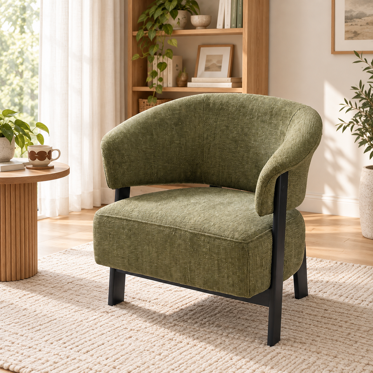 Haven Curved Back Chenille Lounge Chair