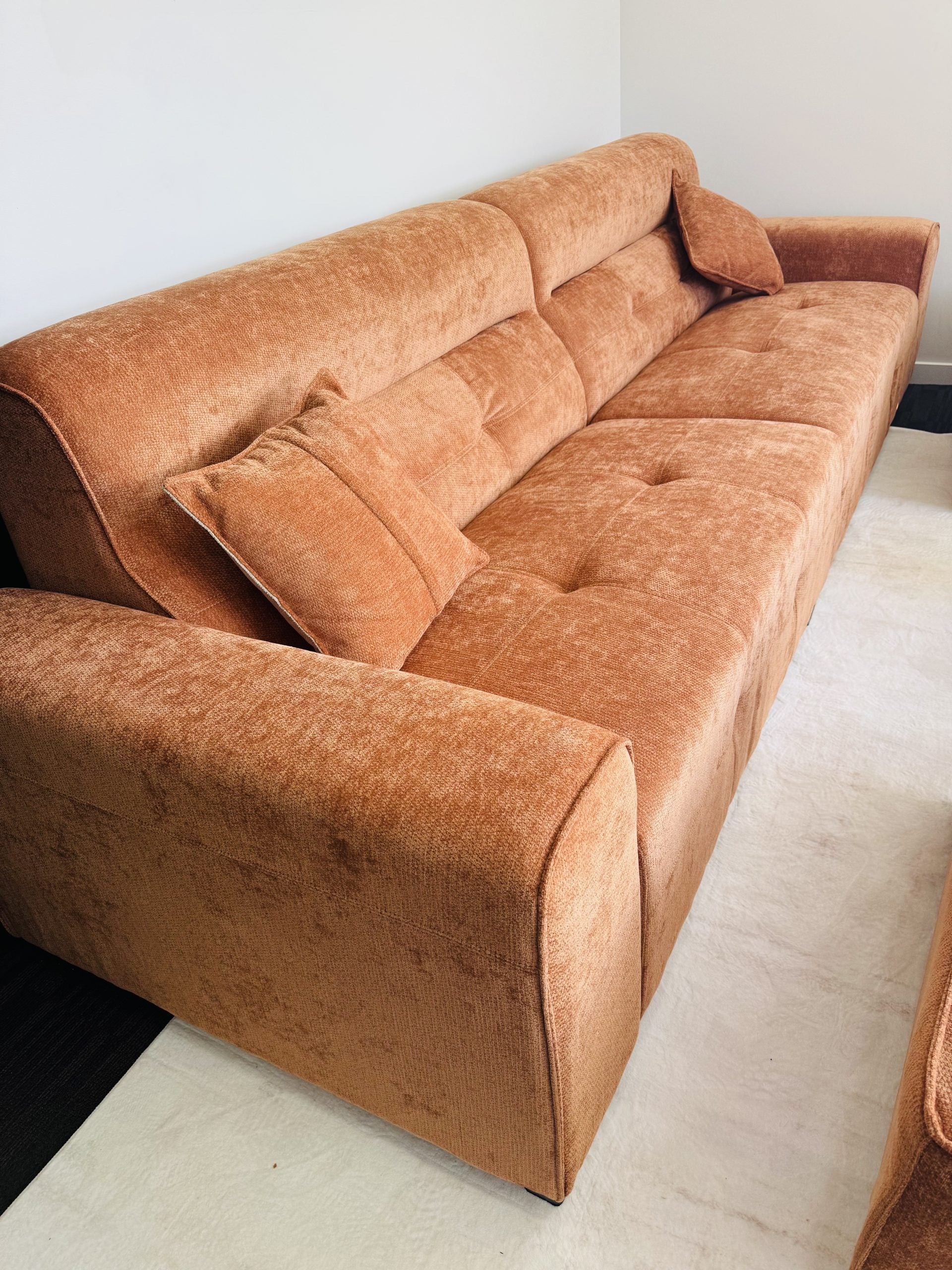 Mossy Cloud Duo-Lounge 3M Sofa with Two Footrests, Orange image 3