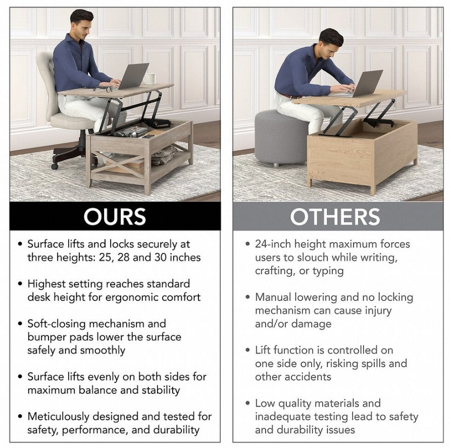 Harbour Lift Top Coffee Table Desk with Storage image 8