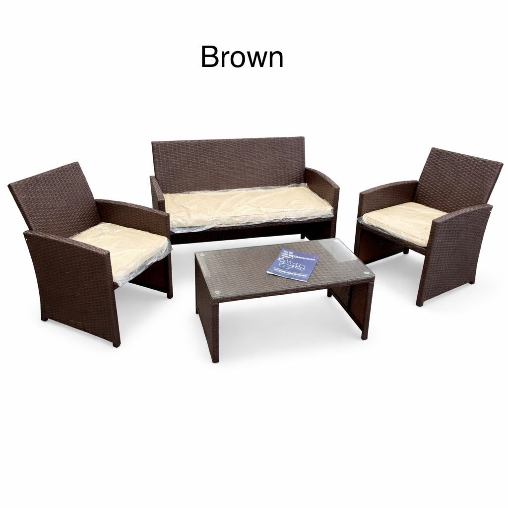 BLACK JAGUAR 4PCS Outdoor Furniture Set Chairs Coffee Table Patio Garden Set image 8