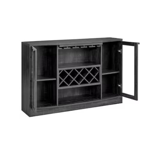 Home Bar Cabinet with Curved Glass Doors image 1