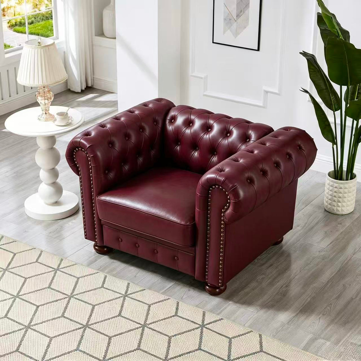 Madison Chesterfield Sofa, Burgundy